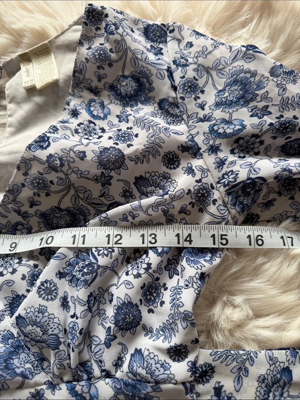 Japna Blue and White Long Sleeve Floral Wrap Dress - Picture 8 of 10